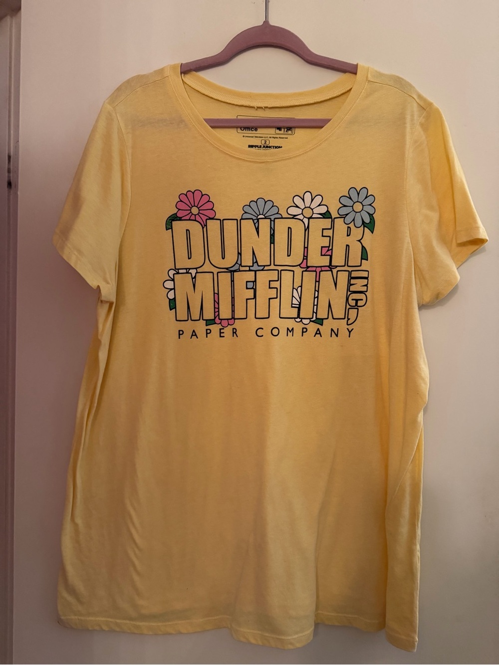Torrid Dunder Mifflin Yellow Floral Logo Tee 2x